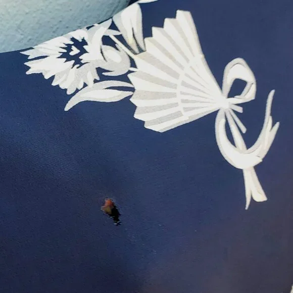 1930s Navy Floral Fan Dress Size 8 Draped Neckline Batwing Sleeve Vintage Rayon - Picture 4 of 13